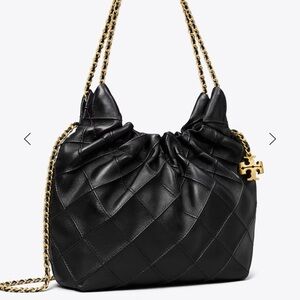 NEW Tory Burch Best MINI FLEMING SOFT HOBO BAG Black